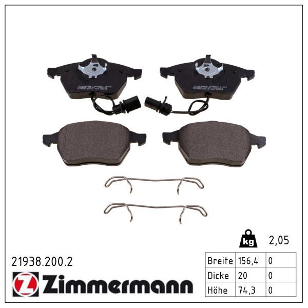 комплект спирачно феродо, дискови спирачки ZIMMERMANN