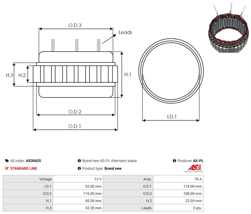 Staator, generaator, AS-PL AS3042S