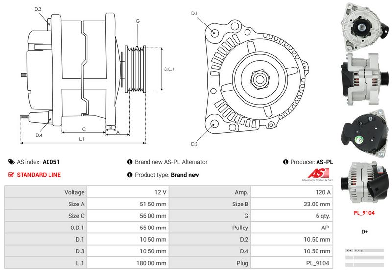 AS-PL A0051 Alternator
