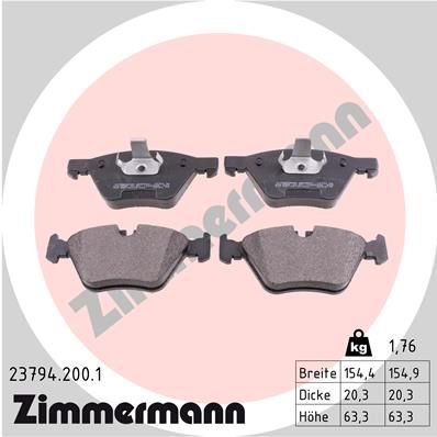 Комплект гальмівних накладок, дискове гальмо, Zimmermann 23794.200.1