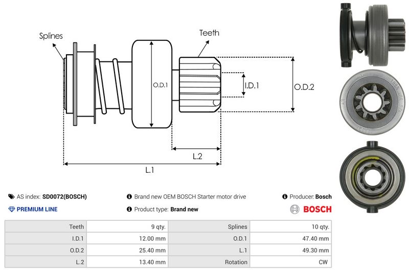 AS-PL SD0072(BOSCH) Freewheel Gear, starter