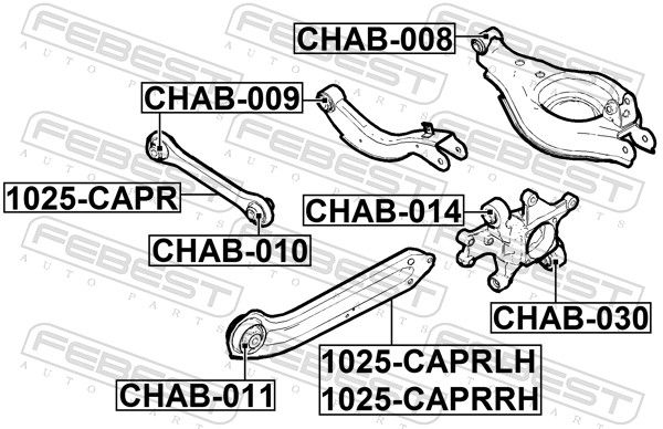 FEBEST CHAB-030 Mounting, control/trailing arm
