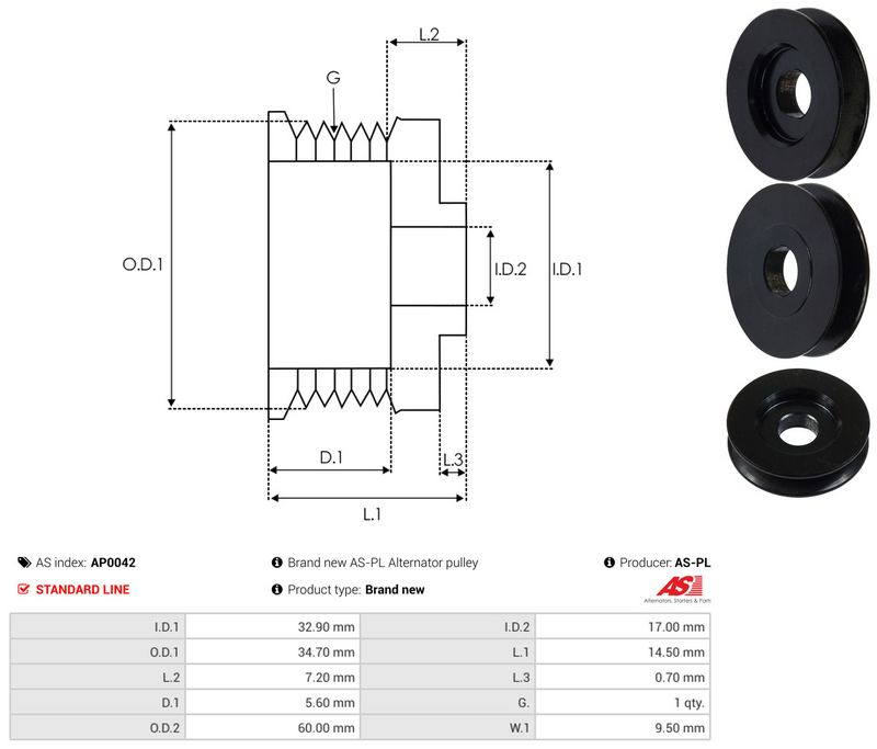 Rihmaratas, generaator, AS-PL AP0042