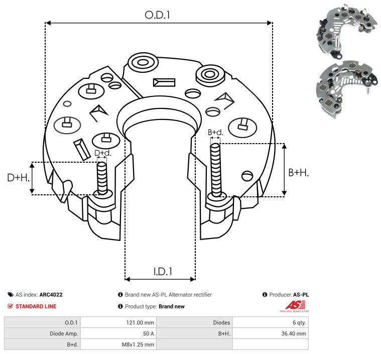 AS-PL ARC4022 Rectifier, alternator
