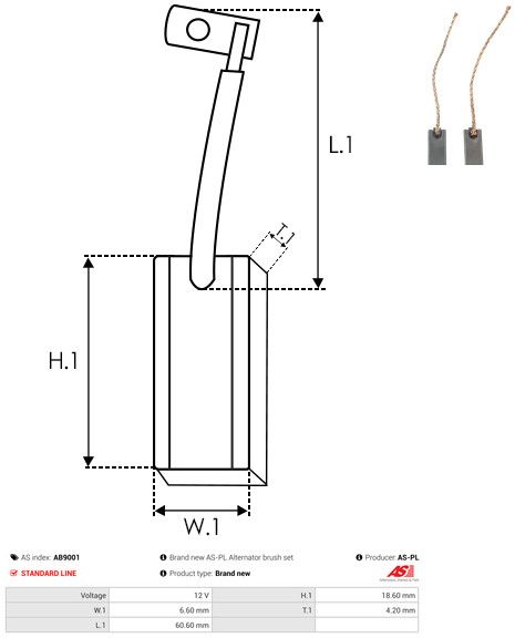AS-PL AB9001 Carbon Brush, alternator