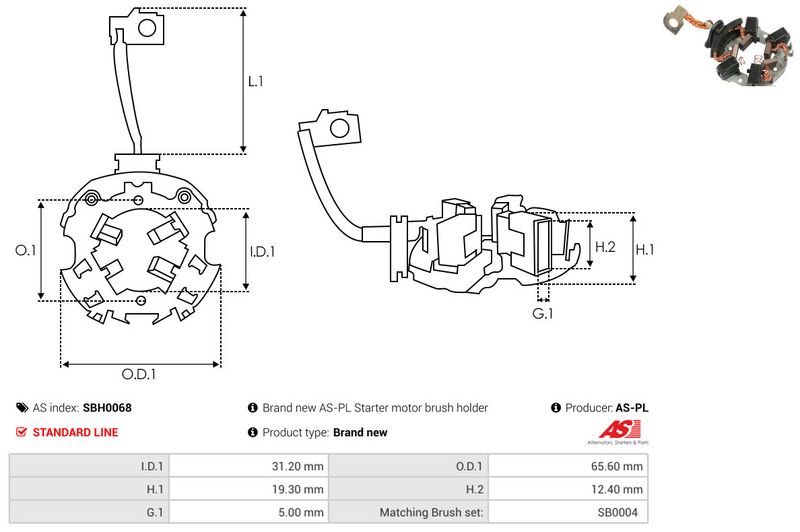Kinnitus, süsinikuharjad, AS-PL SBH0068