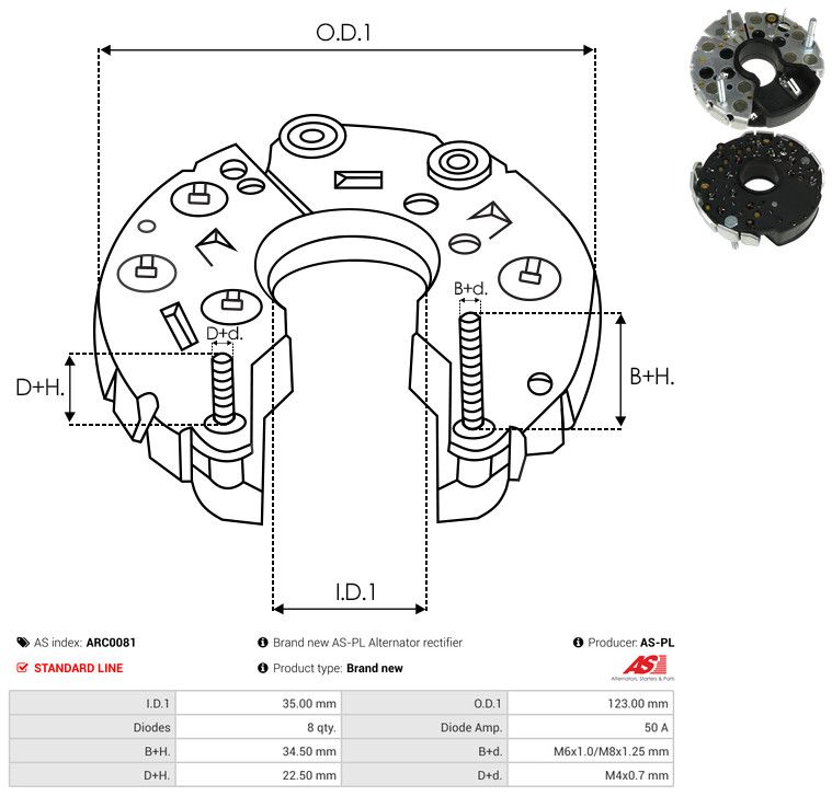 AS-PL ARC0081 Rectifier, alternator