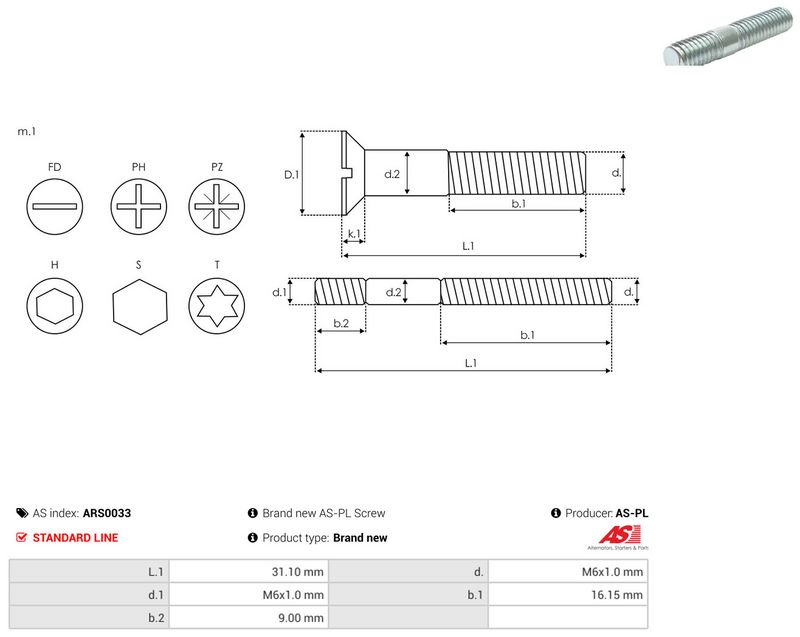 AS-PL ARS0033 Repair Set, alternator