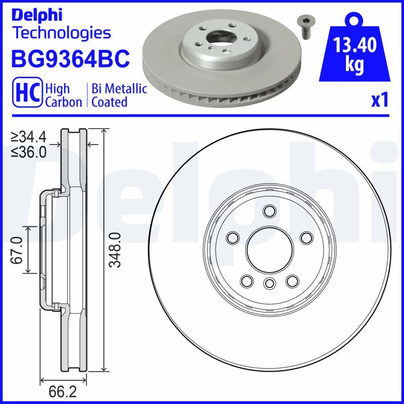 Гальмівний диск, Delphi BG9364BC