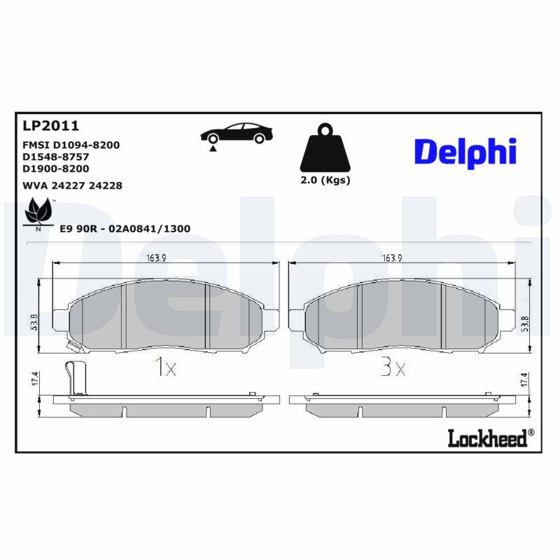 Piduriklotsi komplekt, ketaspidur, DELPHI LP2011