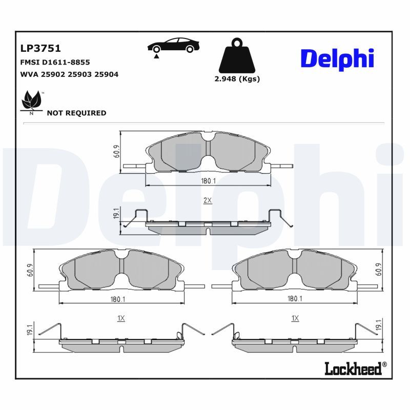 Piduriklotsi komplekt, ketaspidur, DELPHI LP3751