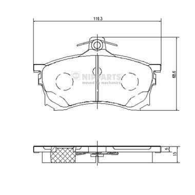 Комплект гальмівних накладок, дискове гальмо, Nipparts J3605037