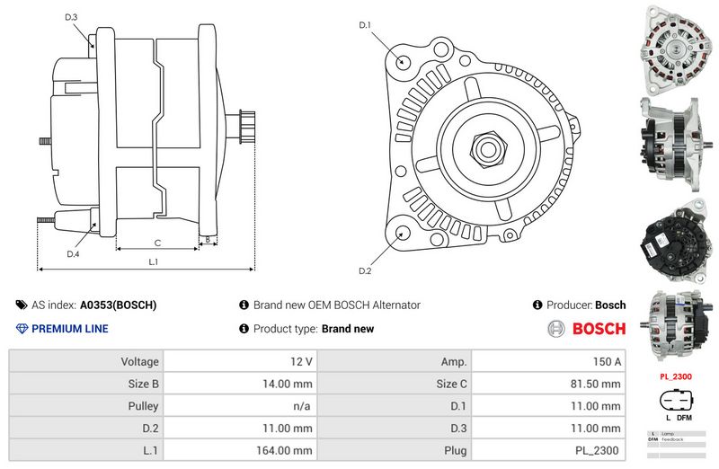 AS-PL A0353(BOSCH) Alternator