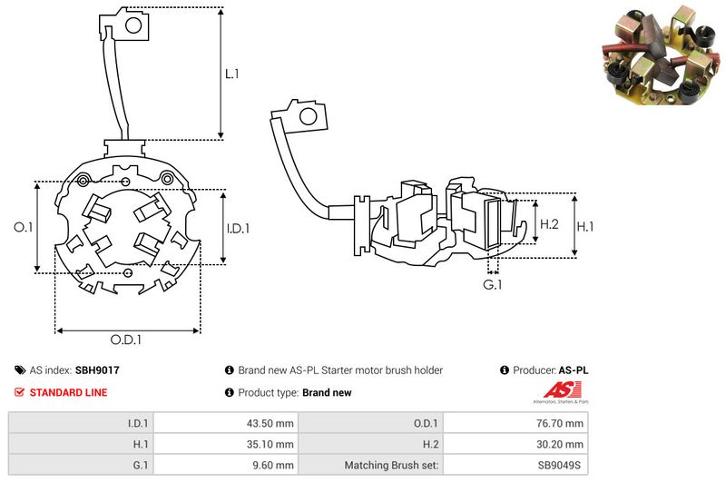 Kinnitus, süsinikuharjad, AS-PL SBH9017