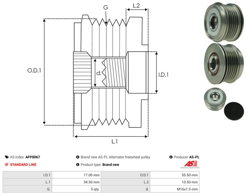 AS-PL AFP0067 Alternator Freewheel Clutch