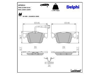 DELPHI LP3311 Brake Pad Set, disc brake