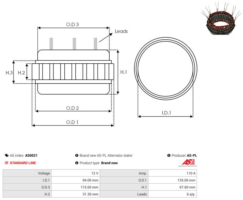 Staator, generaator, AS-PL AS0021