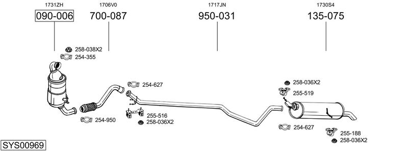 BOSAL kipufogórendszer SYS00969