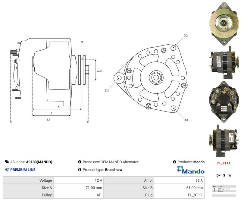 AS-PL A9133(MANDO) Alternator