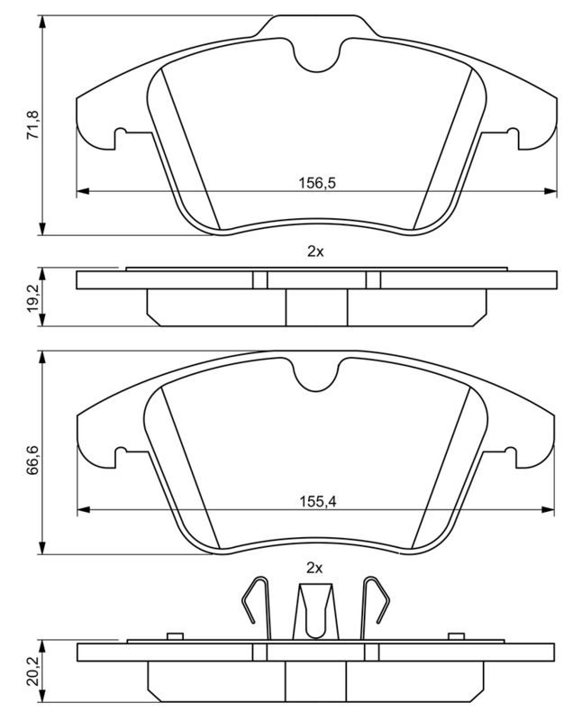 Piduriklotsi komplekt, ketaspidur, BOSCH 0 986 494 246