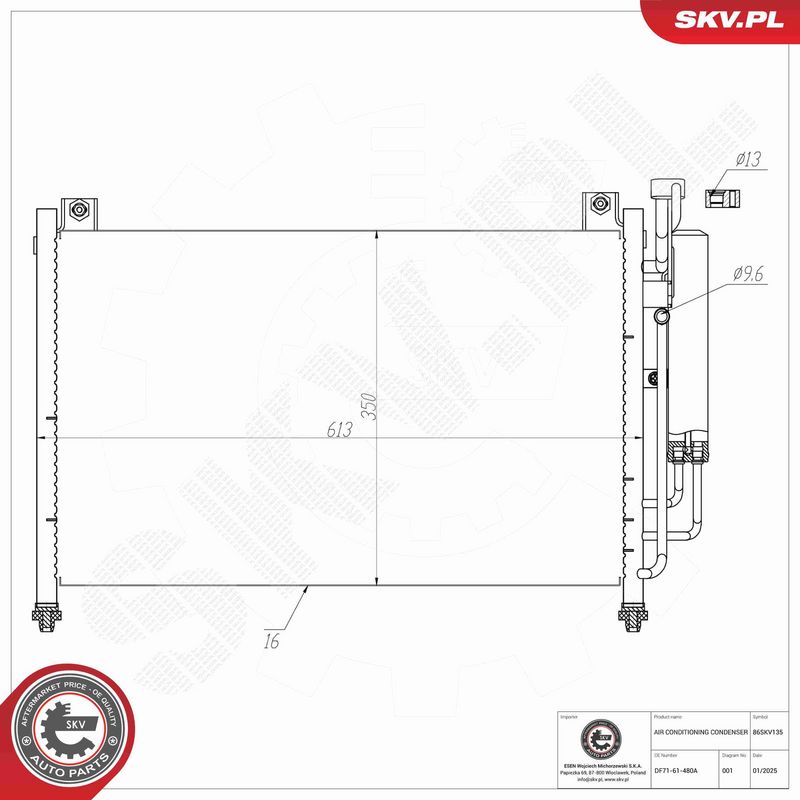 ESEN SKV 86SKV135 Condenser, air conditioning