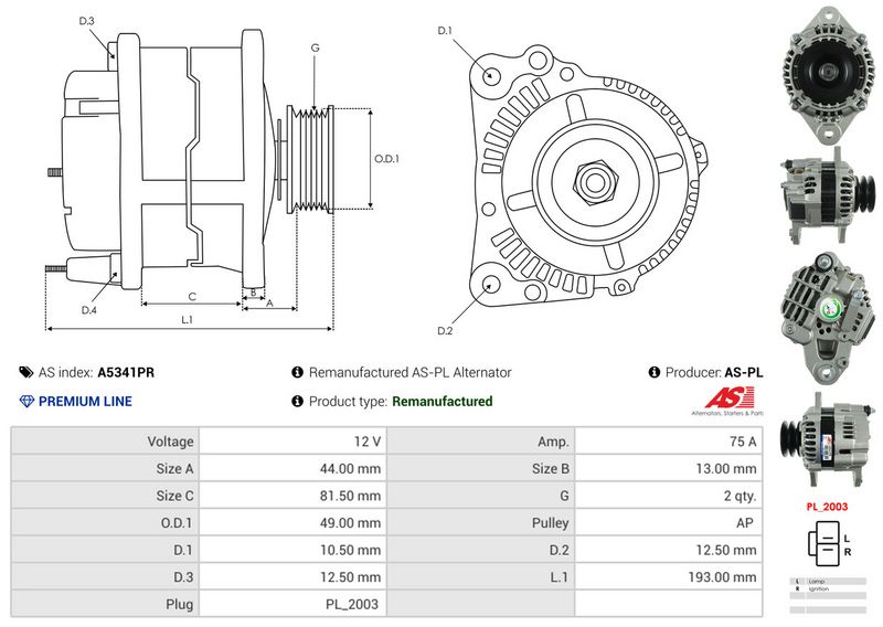 AS-PL A5341PR Alternator