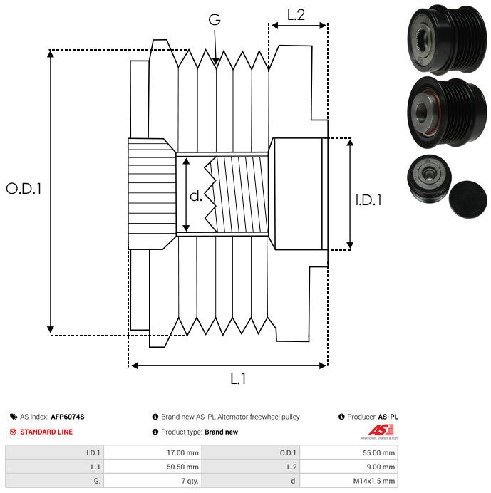 AS-PL AFP6074S Alternator Freewheel Clutch