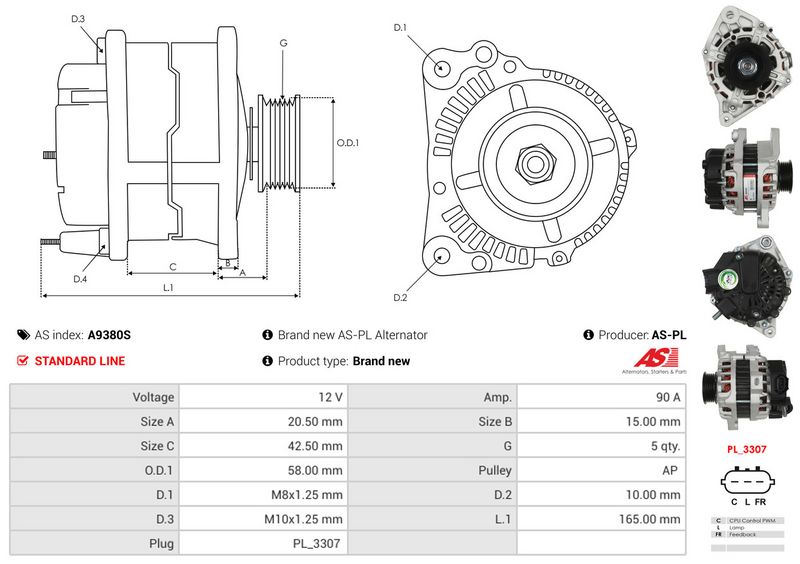 AS-PL A9380S Alternator