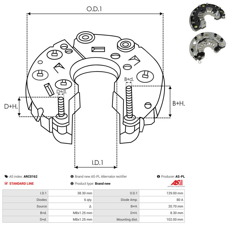 AS-PL ARC0162 Rectifier, alternator