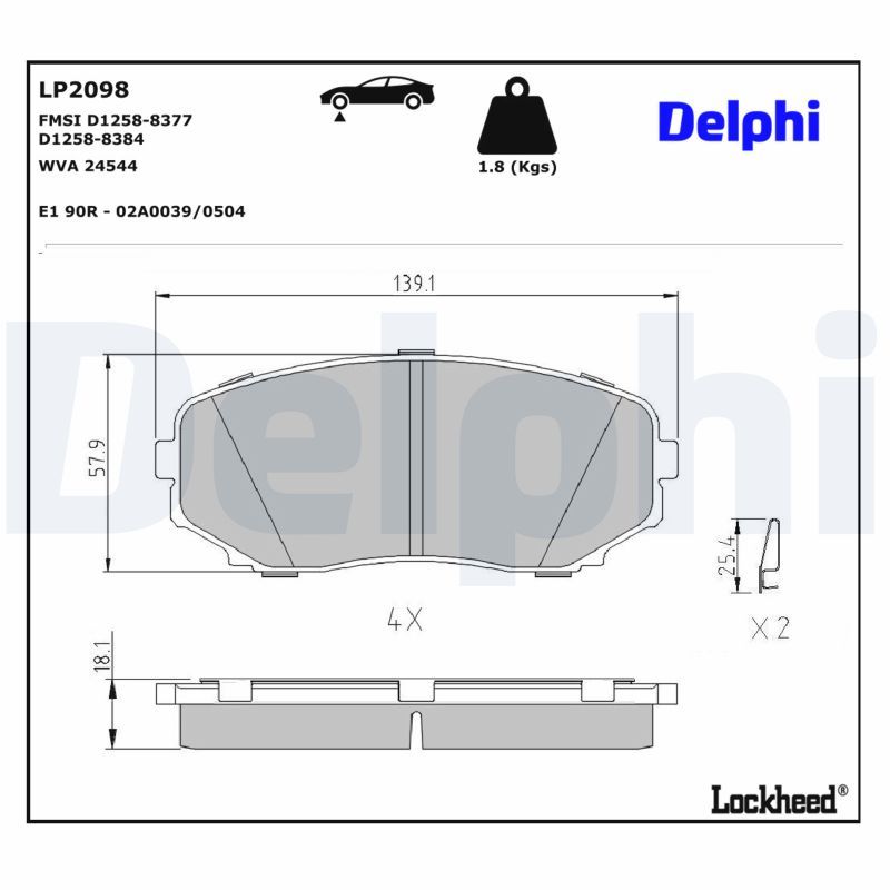 Piduriklotsi komplekt, ketaspidur, DELPHI LP2098