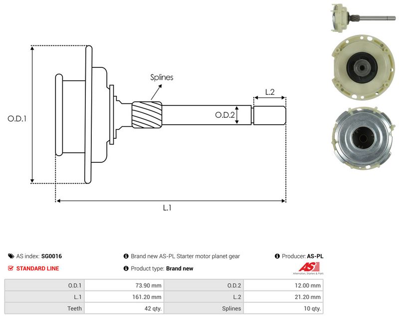 AS-PL SG0016 Ring Gear, planetary gearbox (starter)