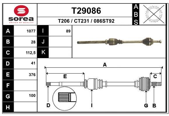 EAI hajtótengely T29086