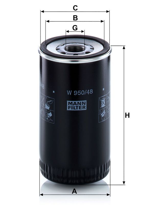 Õlifilter, MANN-FILTER W 950, 48