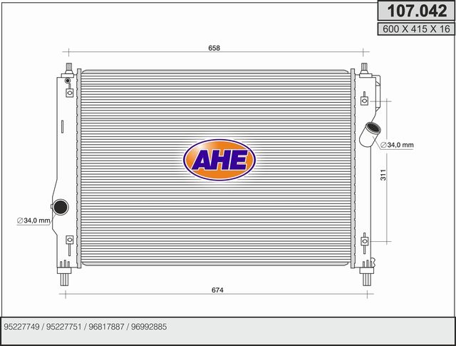 AHE 107.042 - Radiator, engine cooling
