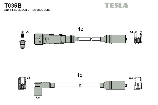 Комплект проводів високої напруги, Tesla T036B