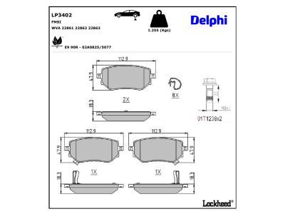 DELPHI LP3402 Brake Pad Set, disc brake