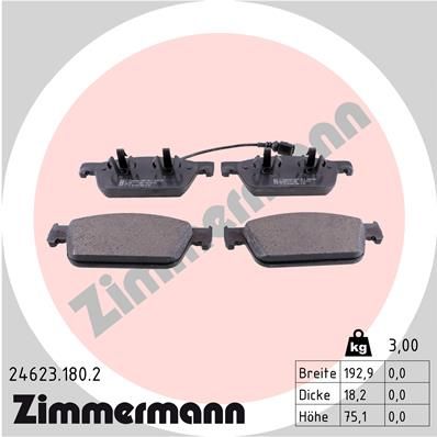 Комплект гальмівних накладок, дискове гальмо, Zimmermann 24623.180.2