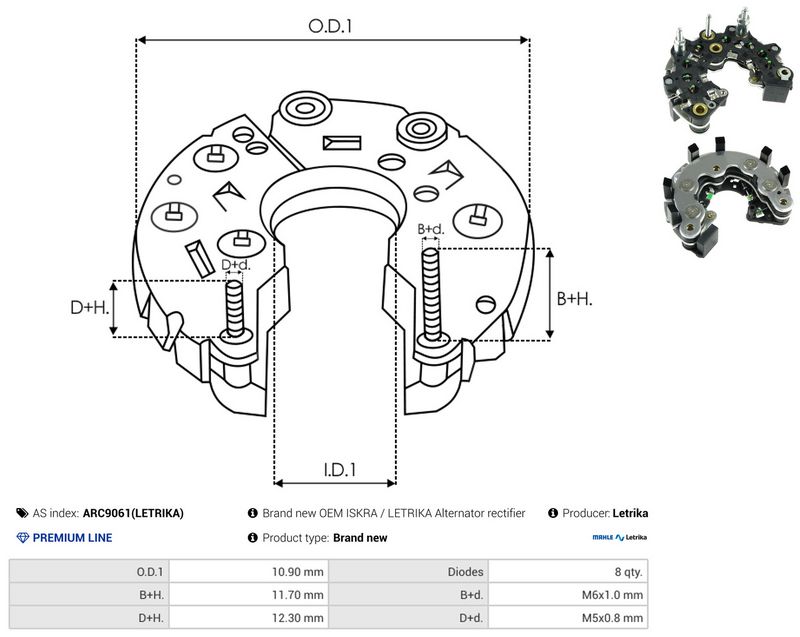AS-PL ARC9061(LETRIKA) Rectifier, alternator
