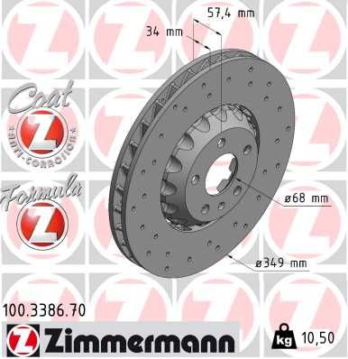 Гальмівний диск, Zimmermann 100.3386.70