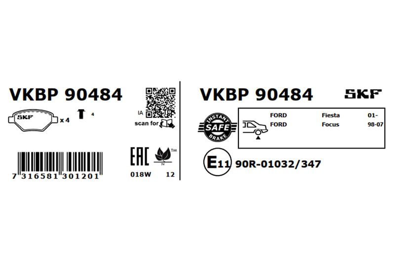 SKF VKBP 90484 Brake Pad Set, disc brake