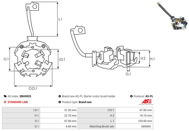 Kinnitus, süsinikuharjad, AS-PL SBH5025