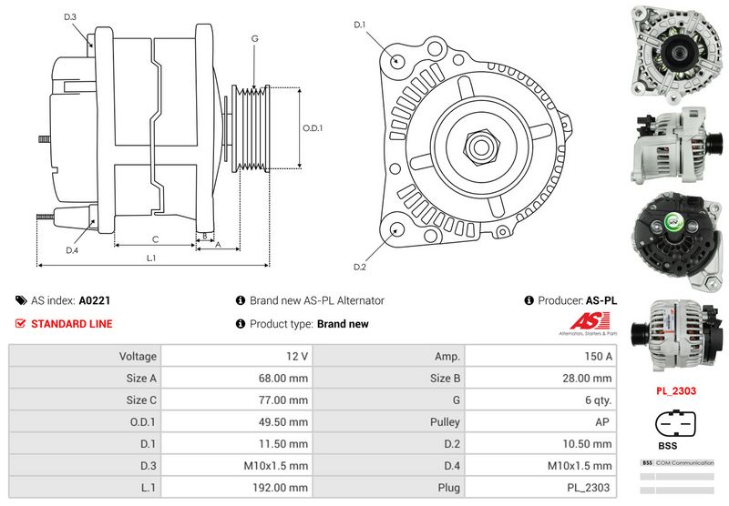 AS-PL A0221 Alternator