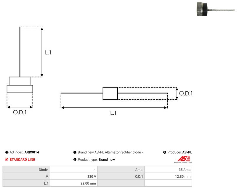 AS-PL ARD9014 Rectifier, alternator