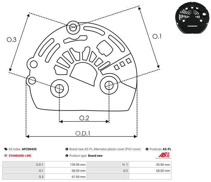 AS-PL APC0043S Protective Cap, alternator