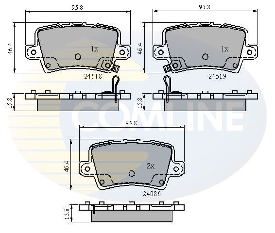 Комплект гальмівних накладок, дискове гальмо, Comline CBP31587