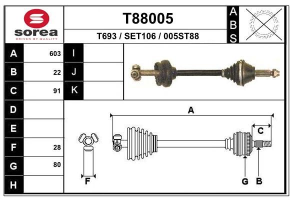 EAI hajtótengely T88005