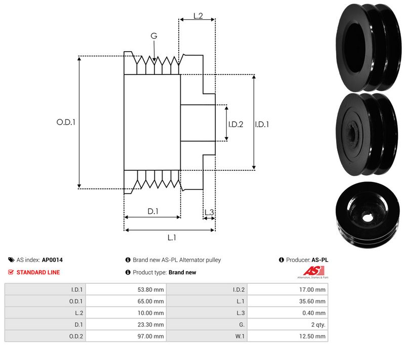Rihmaratas, generaator, AS-PL AP0014
