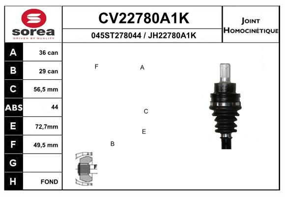GELENKSATZ ANTRIEBSWELLE EAI CV22780A1K