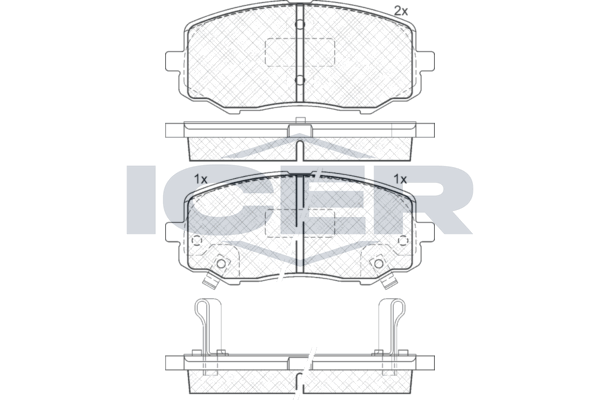 Комплект гальмівних накладок, дискове гальмо, Icer 181937