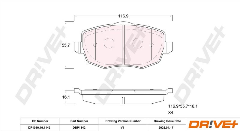 Set placute frana,frana disc DP1010.10.1142 Dr!ve+